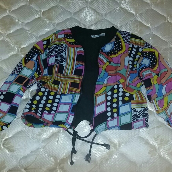 Vintage 80s patterns and polka dots cropped jacket - Picture 4 of 4
